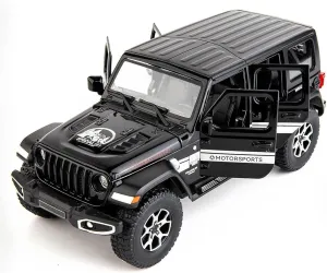 BDTCTK Off-Road 7 Door for Wrangler Diecast Toy Car Model, 1/22 Scale Metal Alloy Vehicle for Kids Boys Girls Adults, Doors Open, Light and Sound, Gifts Black