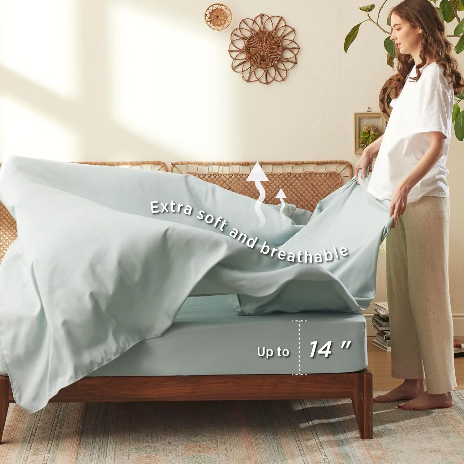 Bedsure Queen Comforter Set - 7 Pieces Floral Sage Green Soft Bedding Sets, Queen Bed in a Bag with Botanical Flowers Comforter, Sheets, Pillowcases & Shams