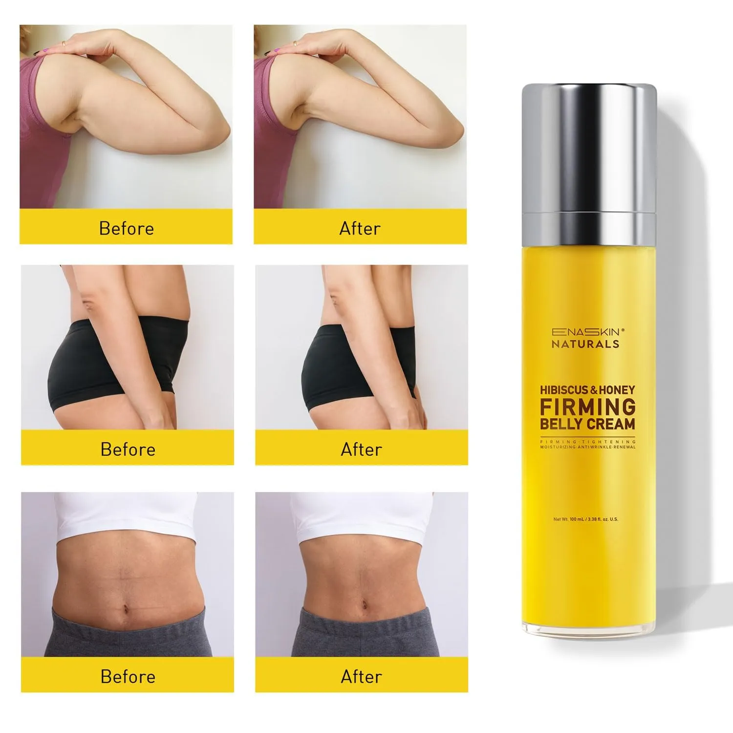 Belly Firming Cream for Tightening & Cellulite – B Flat Skin Stretch & Moisturizing Lotion for Stomach, Thighs & Butt – Body Firmness for Women and Men - 100ML