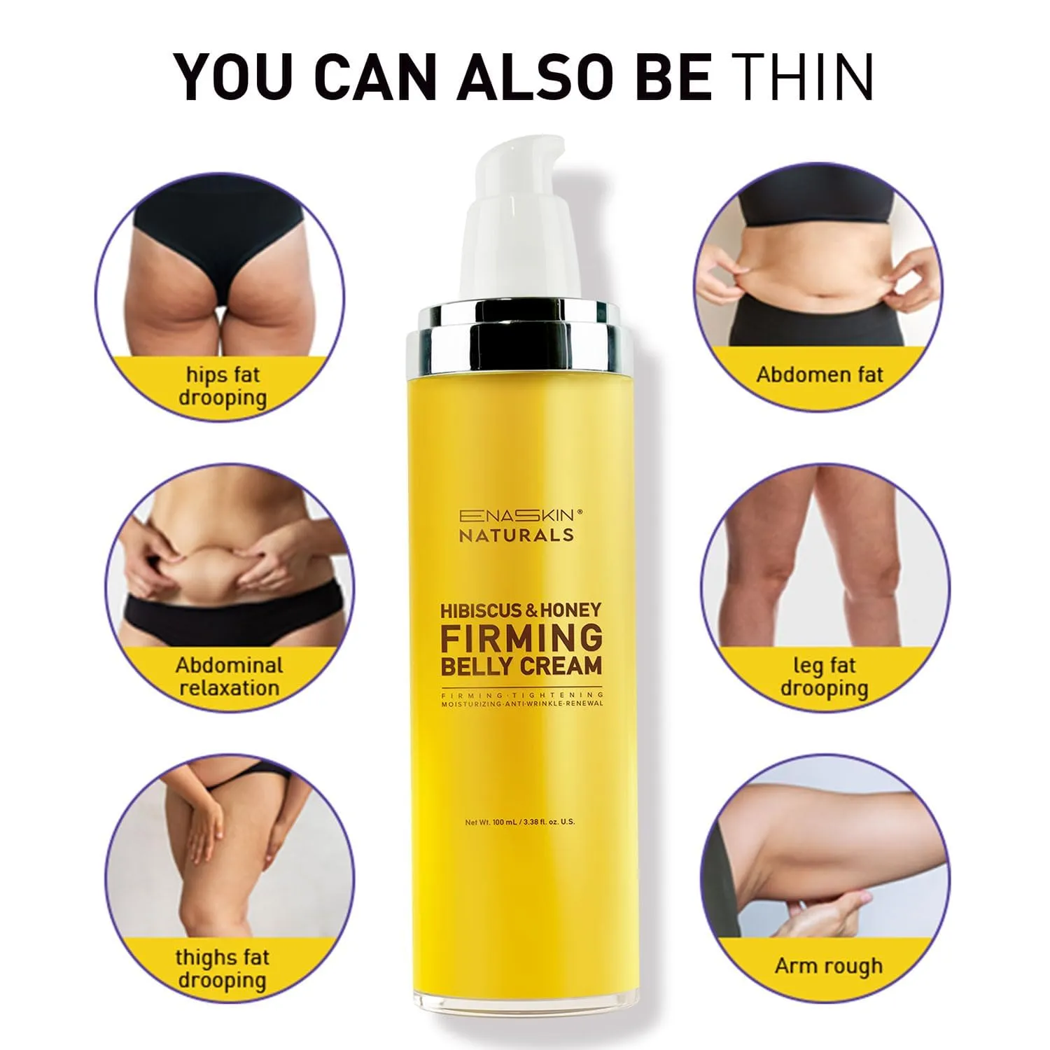 Belly Firming Cream for Tightening & Cellulite – B Flat Skin Stretch & Moisturizing Lotion for Stomach, Thighs & Butt – Body Firmness for Women and Men - 100ML