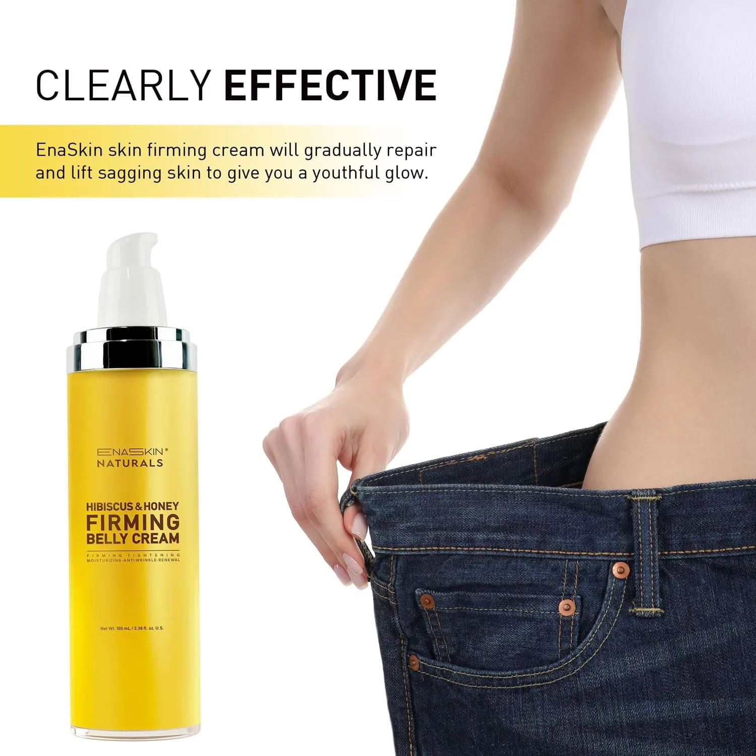 Belly Firming Cream for Tightening & Cellulite – B Flat Skin Stretch & Moisturizing Lotion for Stomach, Thighs & Butt – Body Firmness for Women and Men - 100ML