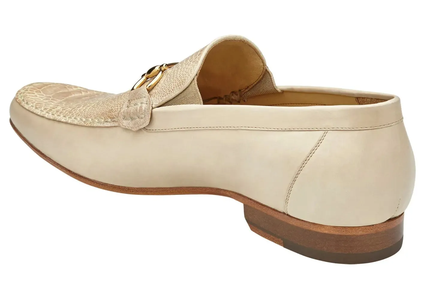 Belvedere Bruno 1026 Cream Genuine Ostrich/Italian Calf Loafers