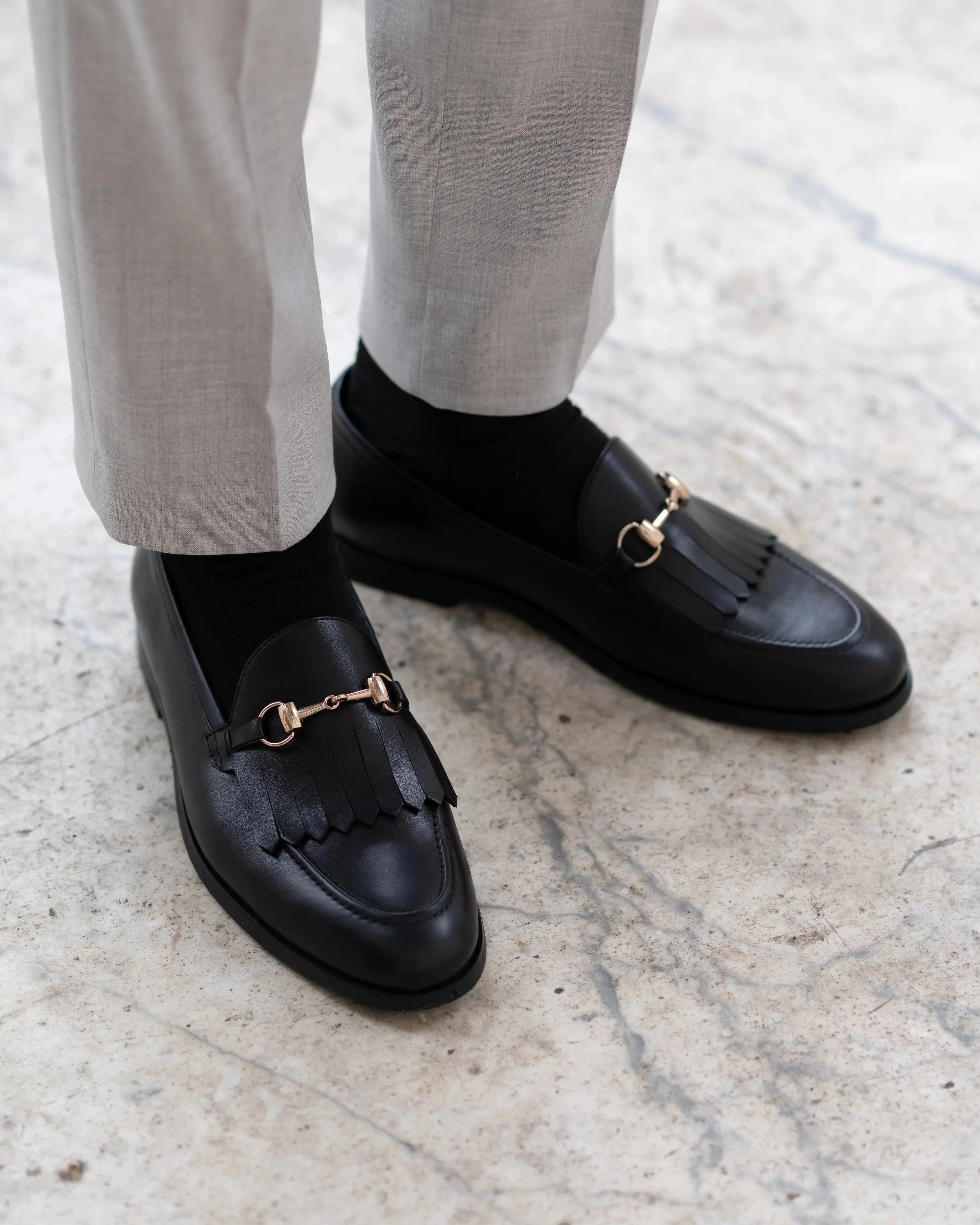 Bespoke Men's Black Calf Leather Loafer