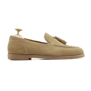 Bespoke Men's Suede Camel Leather Tussel Loafer