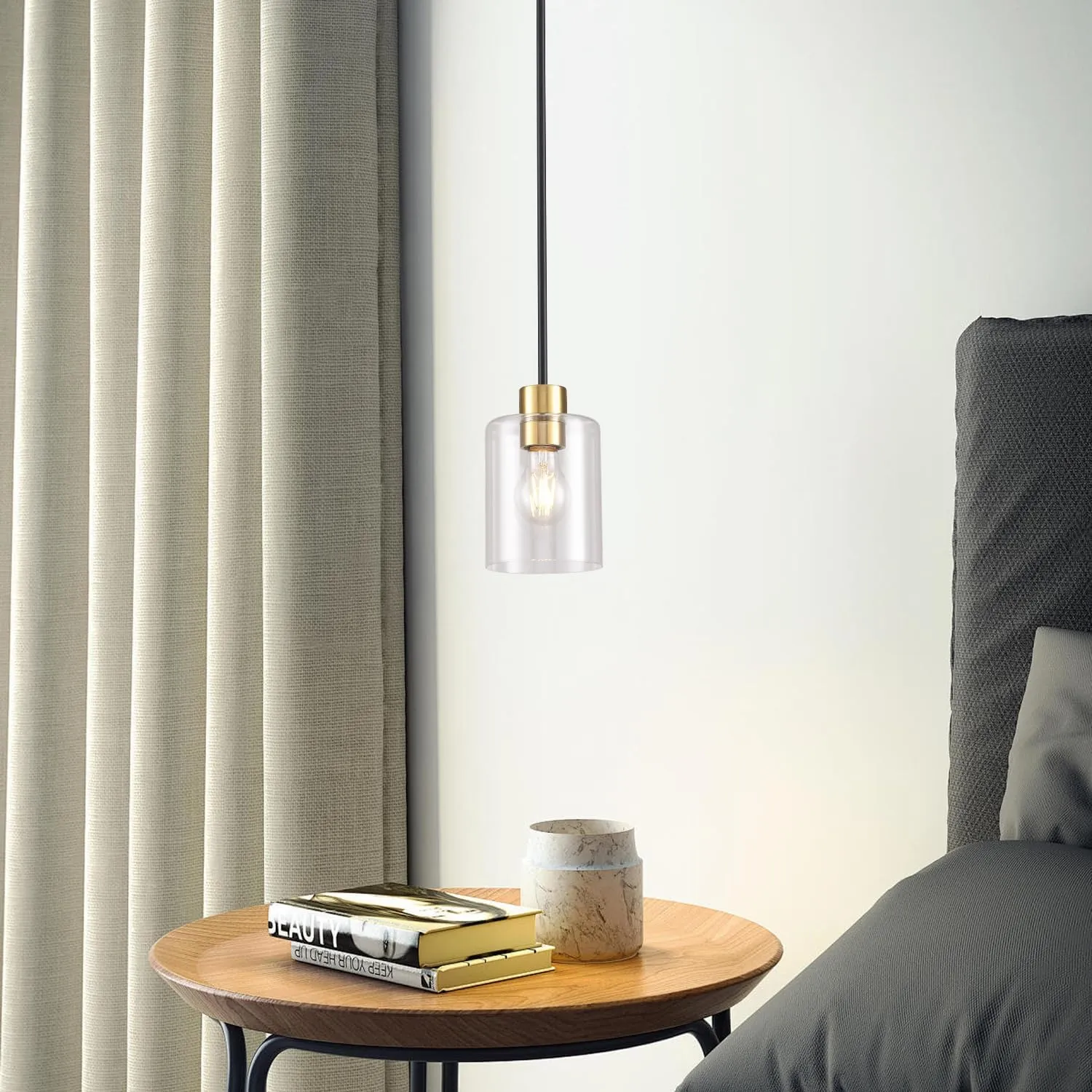 Black Brass Pendant Lights Kitchen Island - Clear Glass Pendant Light Fixture Multiple Stems Rods 3 Units 12 Inch 3 Units 4 Inch (1 Pack Black Brass Downrod)