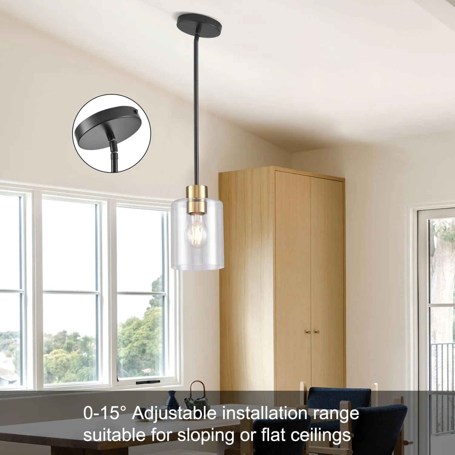 Black Brass Pendant Lights Kitchen Island - Clear Glass Pendant Light Fixture Multiple Stems Rods 3 Units 12 Inch 3 Units 4 Inch (1 Pack Black Brass Downrod)