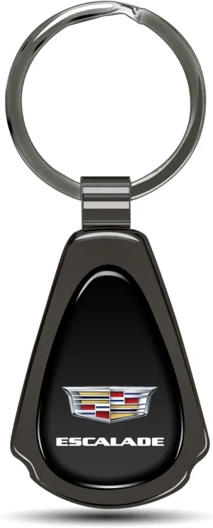 Black Dome Metal Teardrop Logo Key Chain Official Licensed for Cadillac Escalade