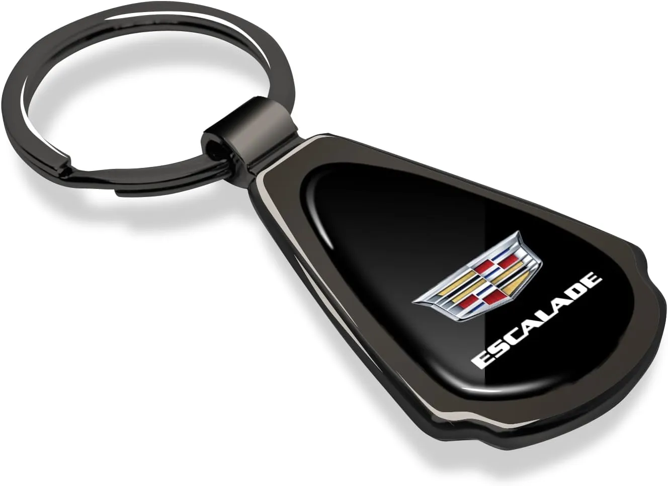 Black Dome Metal Teardrop Logo Key Chain Official Licensed for Cadillac Escalade