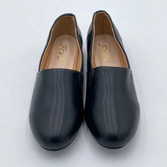 Black Women Closed Almond Toe Pumps Loafer Flats Slip On Cozy Dress Office Shoes