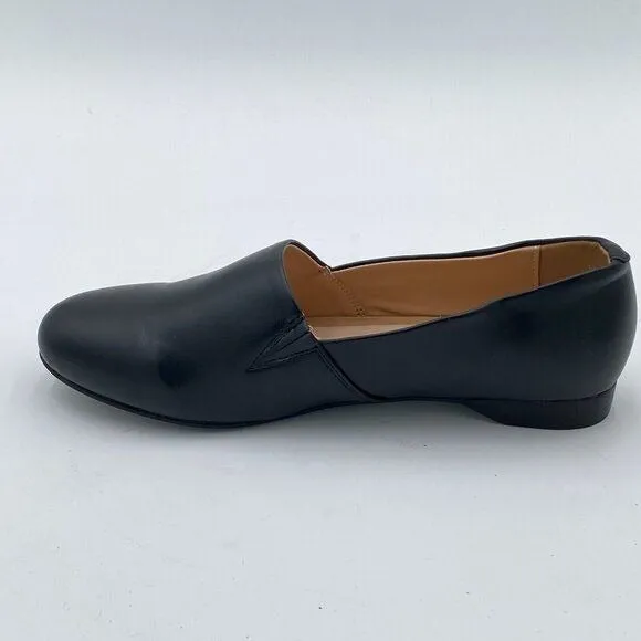 Black Women Closed Almond Toe Pumps Loafer Flats Slip On Cozy Dress Office Shoes