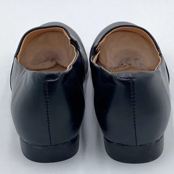 Black Women Closed Almond Toe Pumps Loafer Flats Slip On Cozy Dress Office Shoes