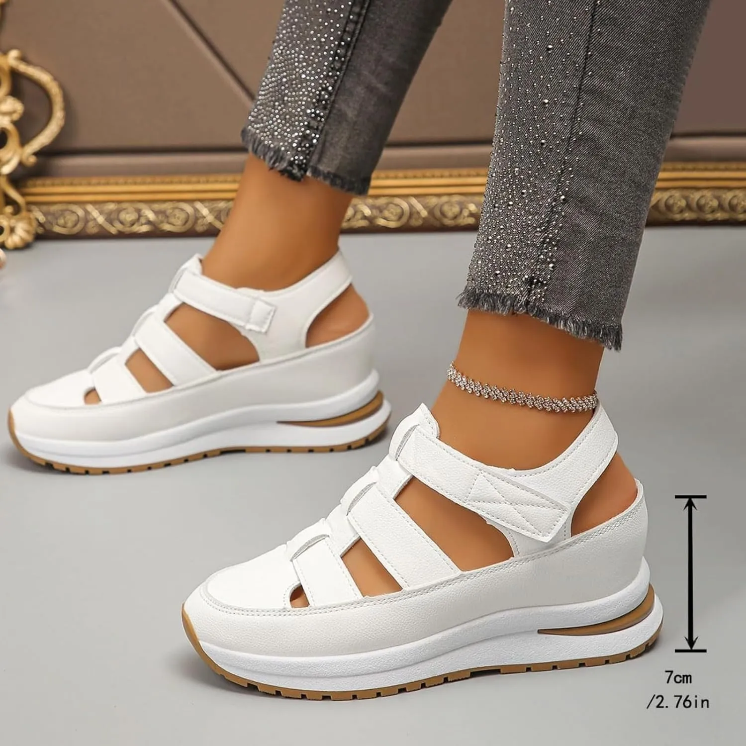 Bomre Shoes,Aveta Orthopedic Sandals,Aveta Arch Support Sandals, Bomre Orthopedic Slip on Shoes Women,Hollow Out Closed Toe Wedges for Women Gladiator Platform Shoe