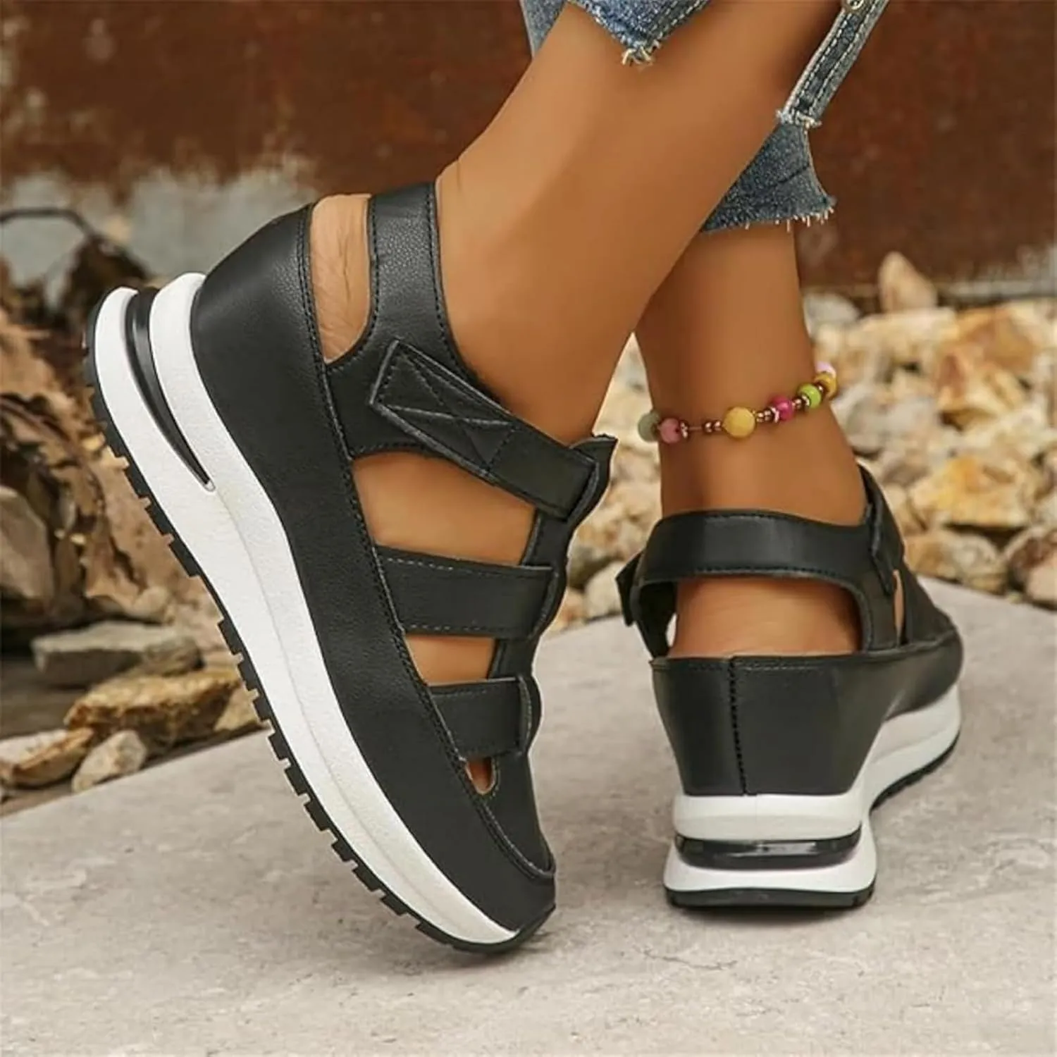 Bomre Shoes,Aveta Orthopedic Sandals,Aveta Arch Support Sandals, Bomre Orthopedic Slip on Shoes Women,Hollow Out Closed Toe Wedges for Women Gladiator Platform Shoe
