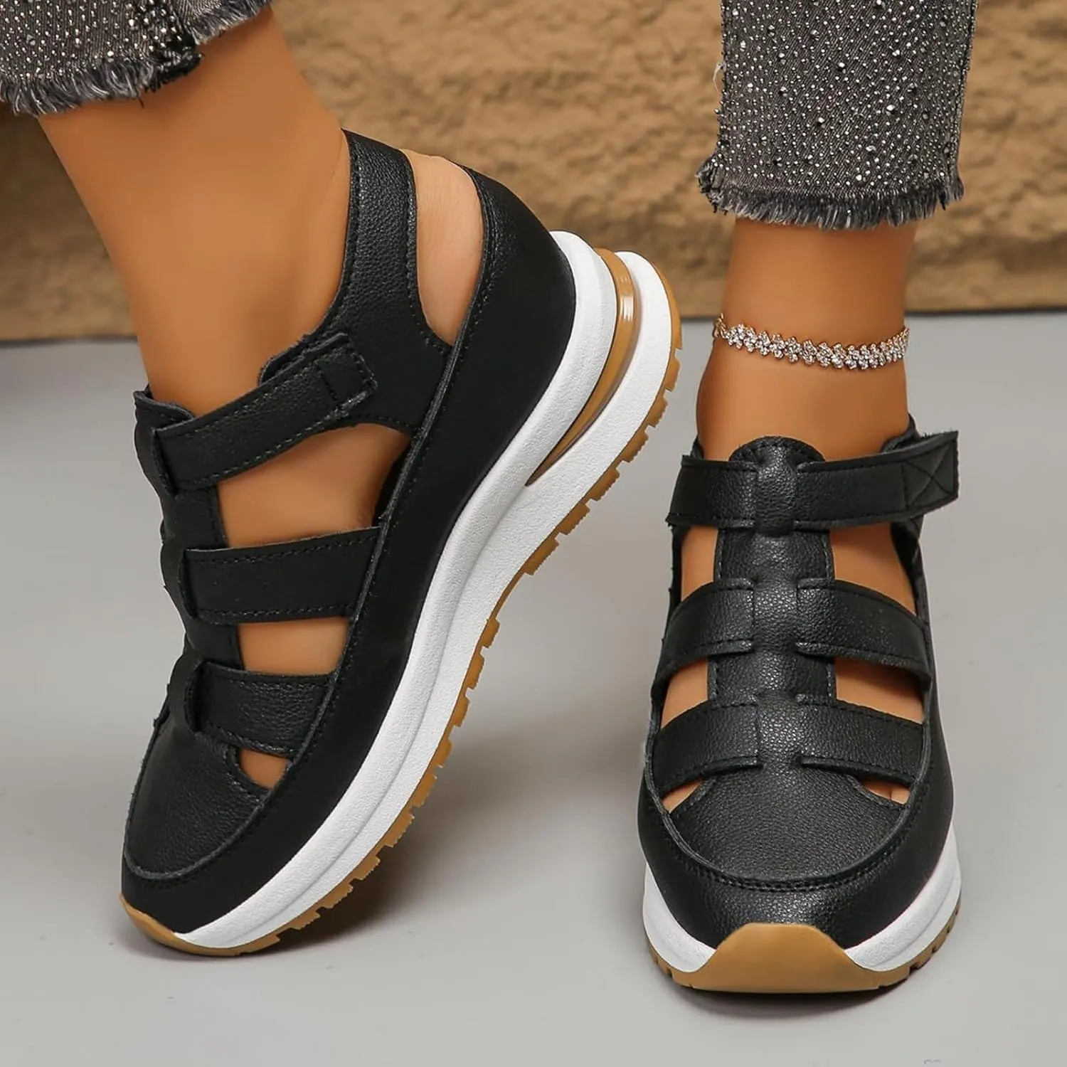 Bomre Shoes,Aveta Orthopedic Sandals,Aveta Arch Support Sandals, Bomre Orthopedic Slip on Shoes Women,Hollow Out Closed Toe Wedges for Women Gladiator Platform Shoe