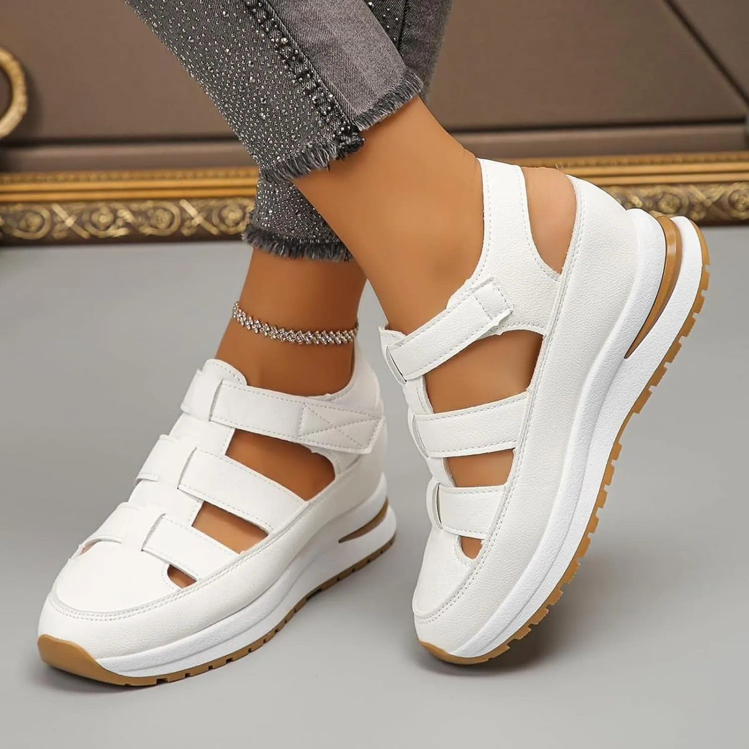 Bomre Shoes,Aveta Orthopedic Sandals,Aveta Arch Support Sandals, Bomre Orthopedic Slip on Shoes Women,Hollow Out Closed Toe Wedges for Women Gladiator Platform Shoe