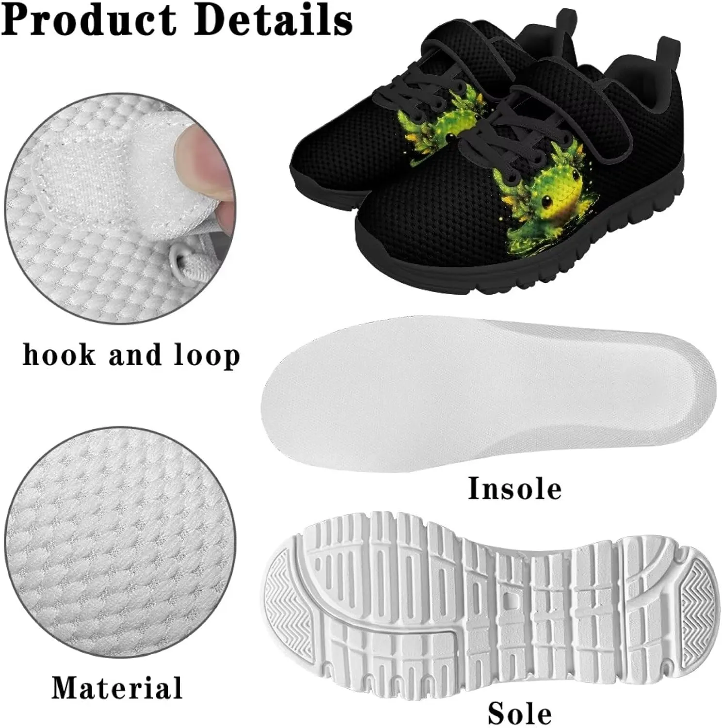 Boys Tennis Shoes Cute Animal Sneakers for Kids Slip On School Shoes