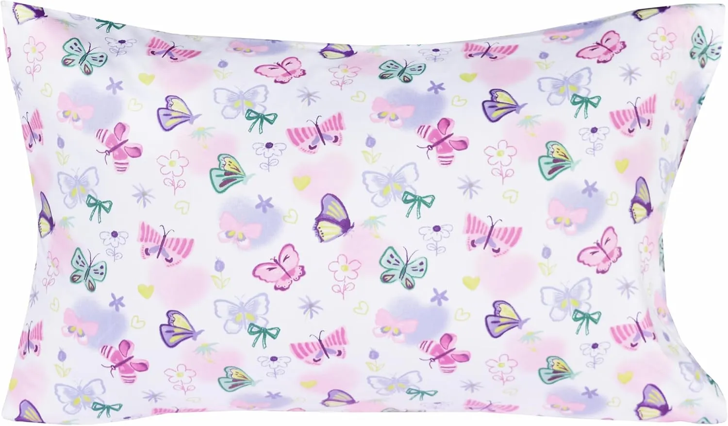 Butterfly in Wonderland Purple Pink Cute Twin 100% Cotton 3 Pieces Sheet Set for Kids Girls Children, Flat Sheet   Fitted Sheet   Pillowcase Bedding Decoration Gift Set