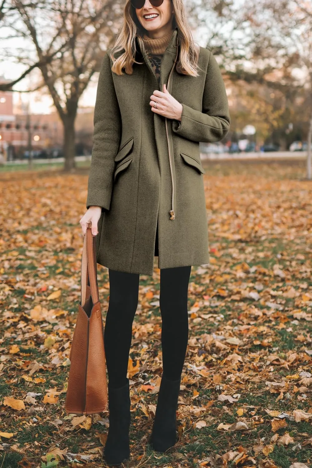 BZB Womens Long Coat Classic Open Front Zip Up Casual Winter Wool Blend Over Pea Coats Long Jackets