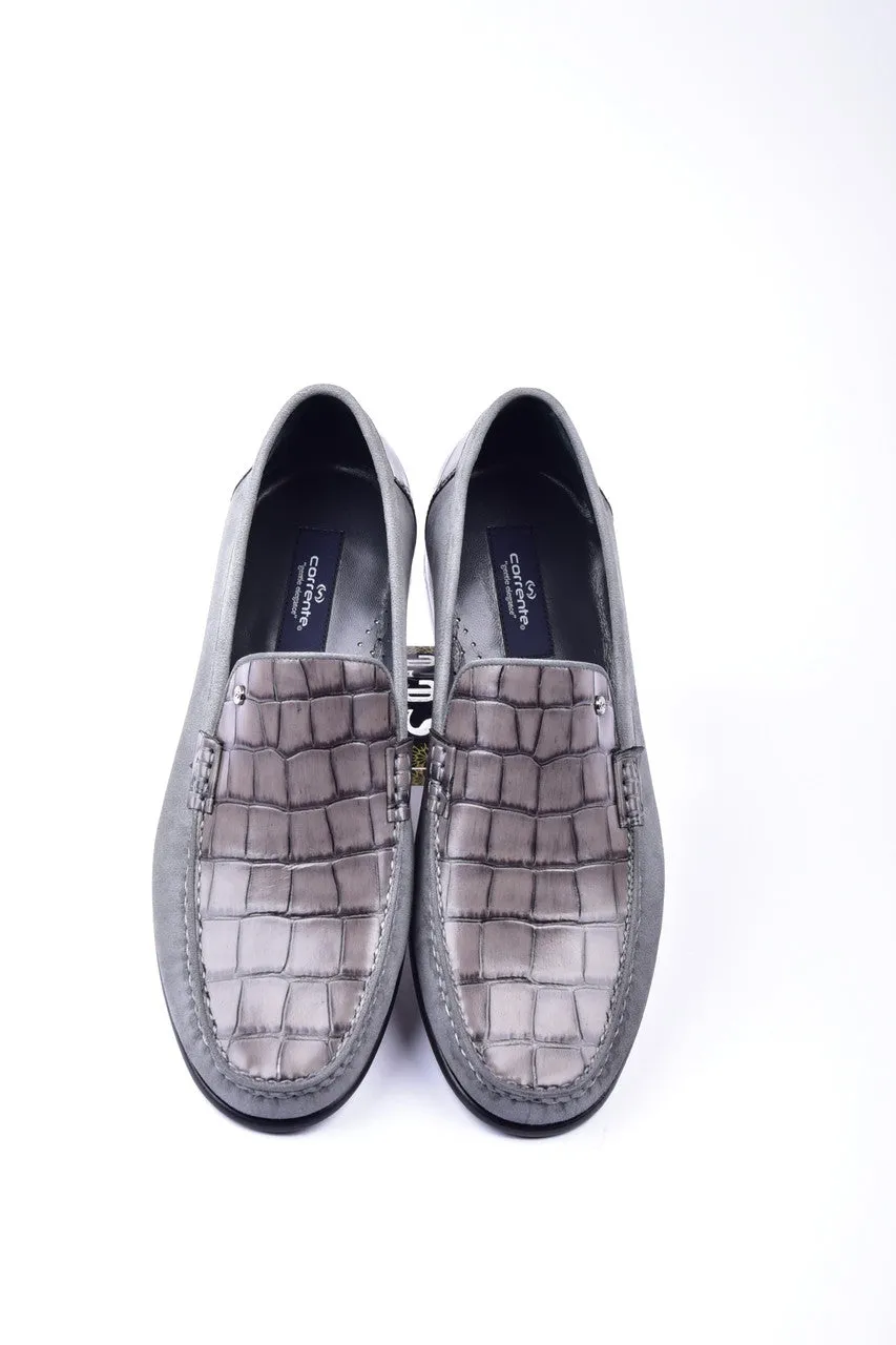 C0014056-3898C Suede and Croco Print Vamp- Grey