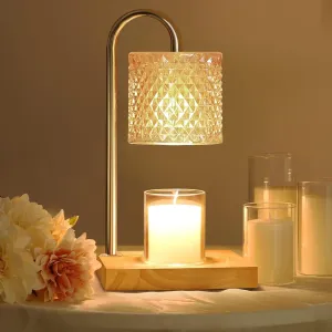 Candle Warmer Lamp, Candle Lamp Wax Warmer Heating, Timer & Dimmer 7-Levels, Fits Cup Jar Candle, Top Melting, Crystal Heater Lamp for Scented Wax, Elegant Home Decor, Amber Glass