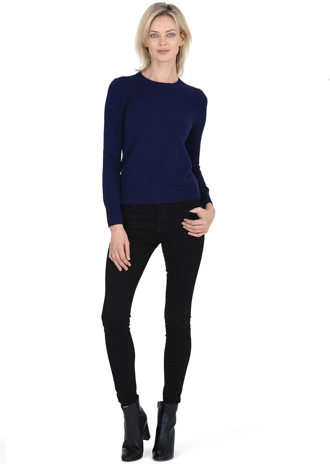 Cashmeren Women’s Basic Crewneck Sweater 100% Pure Cashmere Long Sleeve Round Neck Pullover
