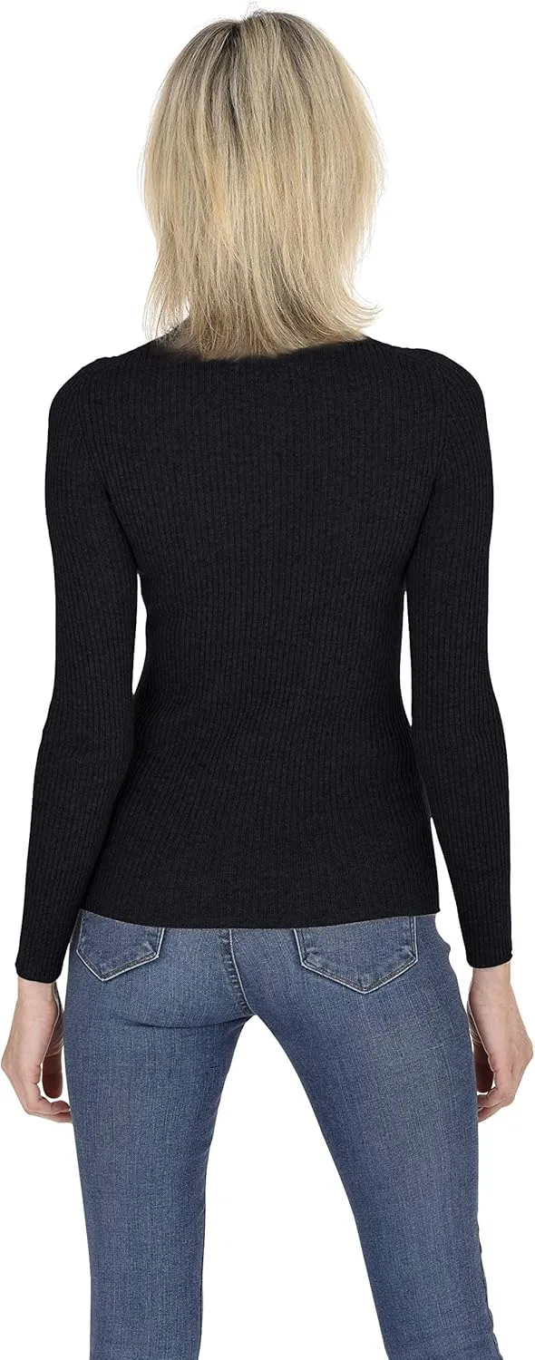 Cashmeren Women’s Basic Ribbed Turtleneck Sweater 100% Pure Cashmere Long Sleeve Roll Neck Pullover