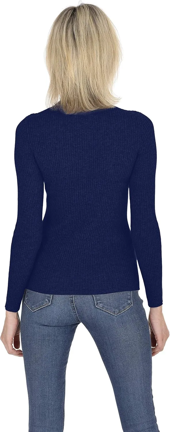 Cashmeren Women’s Basic Ribbed Turtleneck Sweater 100% Pure Cashmere Long Sleeve Roll Neck Pullover