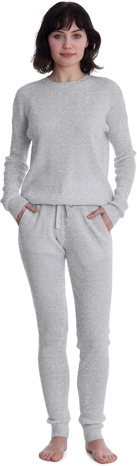 Cashmeren Women’s Ribbed Loungewear Set 100% Pure Cashmere Long Sleeve Sweater and Joggers (Tops and Bottoms Sold Separately)