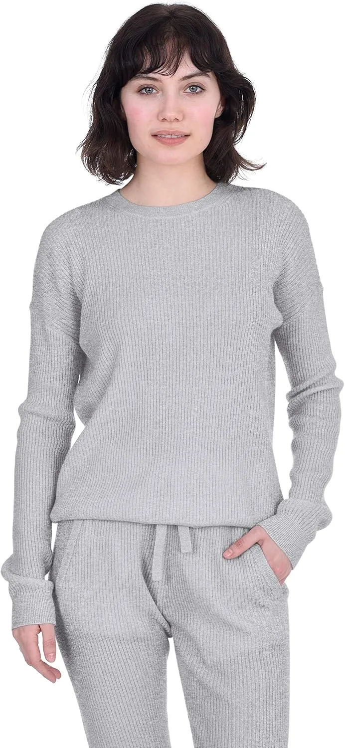 Cashmeren Women’s Ribbed Loungewear Set 100% Pure Cashmere Long Sleeve Sweater and Joggers (Tops and Bottoms Sold Separately)