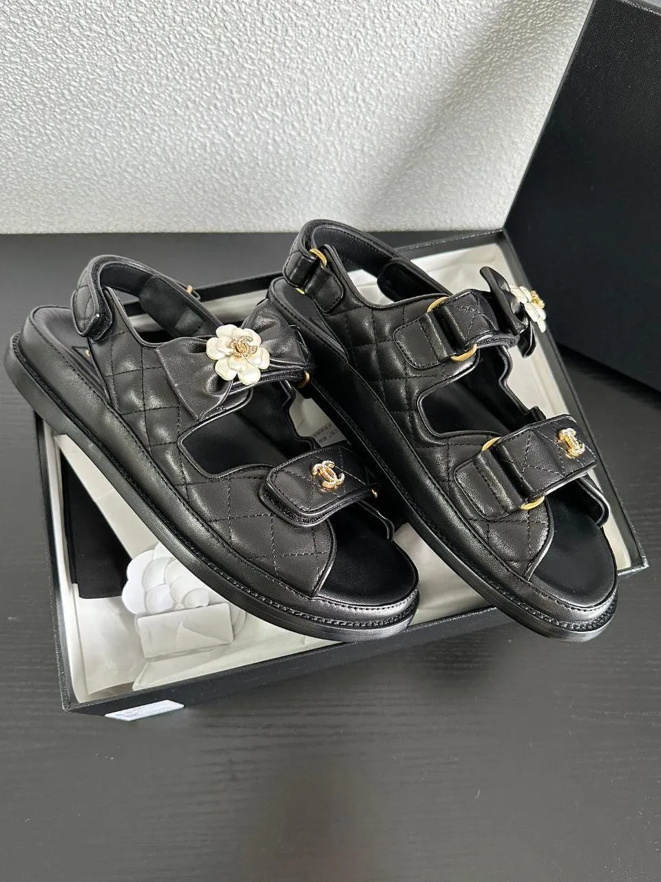 Chanel Casual Style Street Style Simple Leather Party Style Sandals
