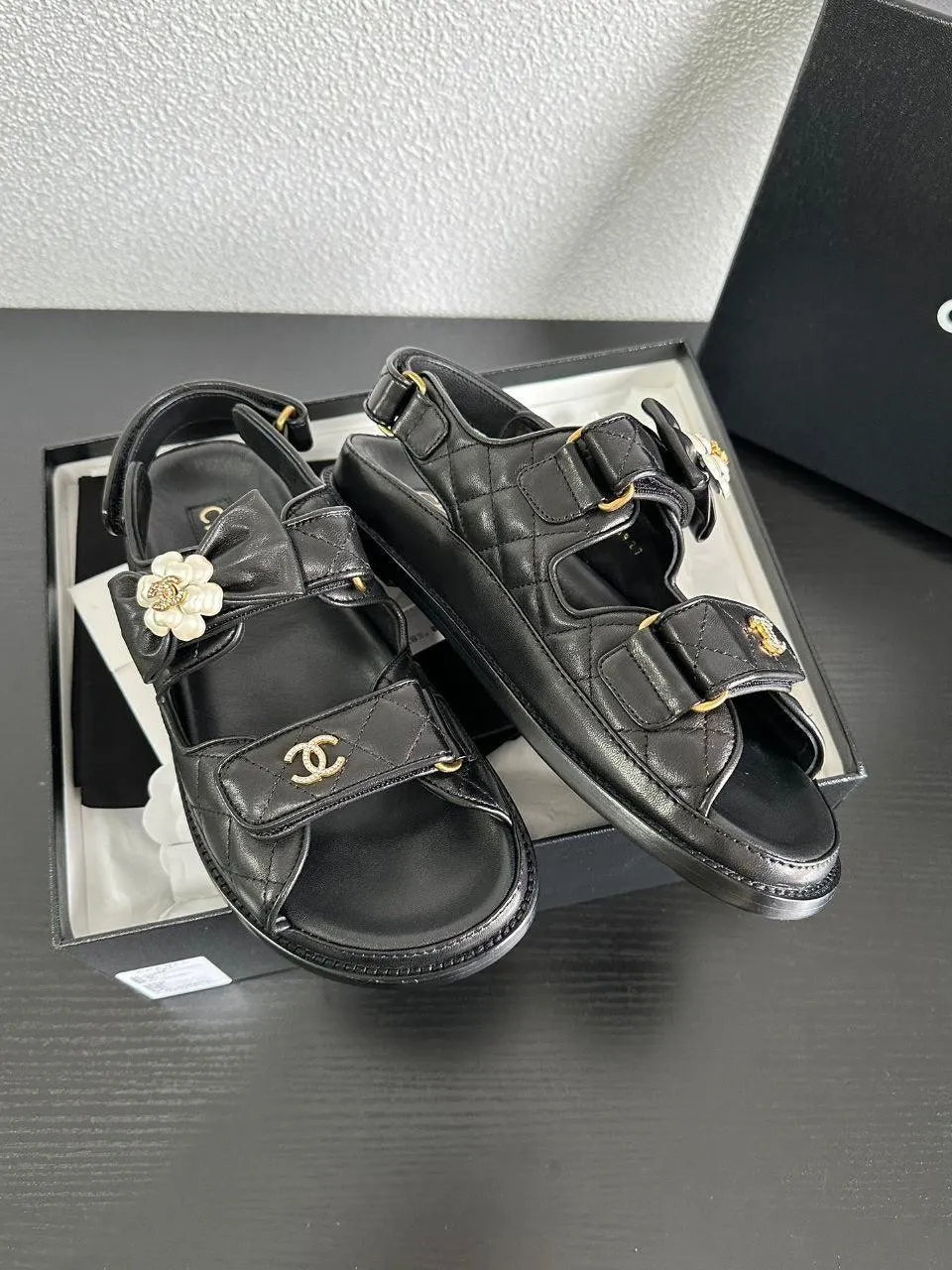 Chanel Casual Style Street Style Simple Leather Party Style Sandals