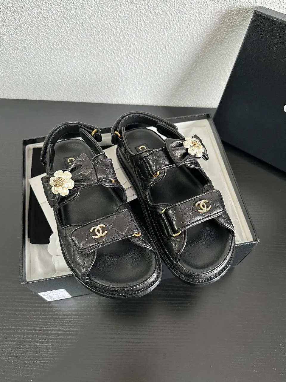 Chanel Casual Style Street Style Simple Leather Party Style Sandals