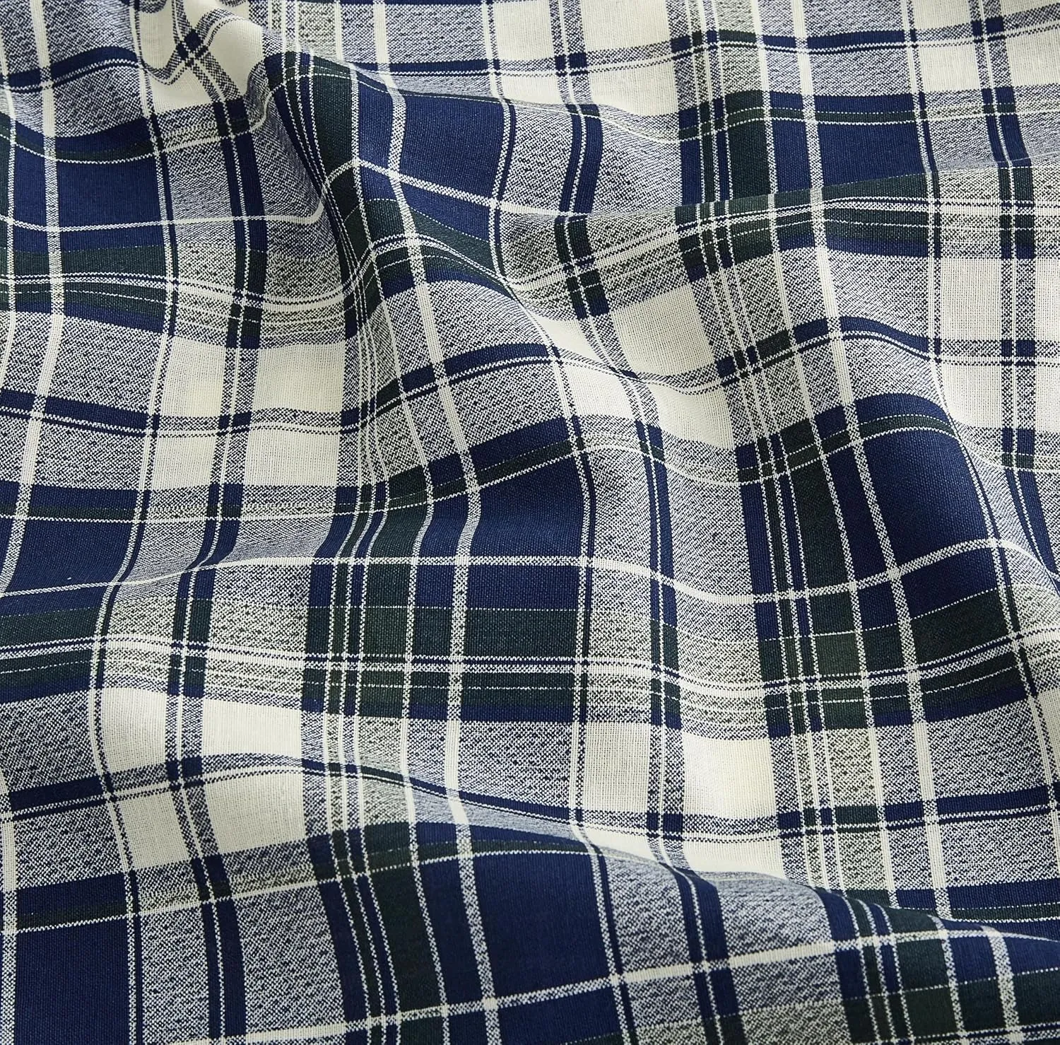 Chezmoi Collection Chad 4-Piece Plaid Cotton Sheet Set King- Blue Green Light Beige Plaid Printed 100% Cotton Bed Sheets
