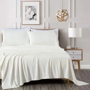 Chezmoi Collection Extra Soft Fleece Sheet Set California King, Microplush Non-Pilling Velvety Bed Sheet, Deep Pocket - Lightweight All Season Warmth, California King, Dove White