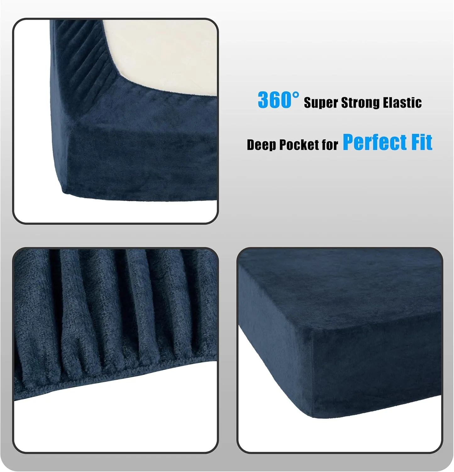 Chezmoi Collection Extra Soft Fleece Sheet Set California King, Microplush Non-Pilling Velvety Bed Sheet, Deep Pocket - Lightweight All Season Warmth, California King, Navy Blue