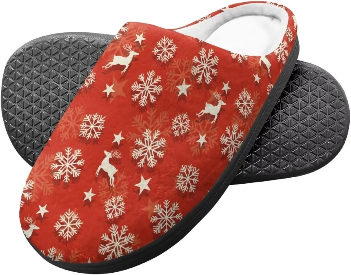 Christmas Kids Fuzzy Warm House Slippers for Girls Non Slip Rubber Sole Home Slippers for Toddlers Size 9-15