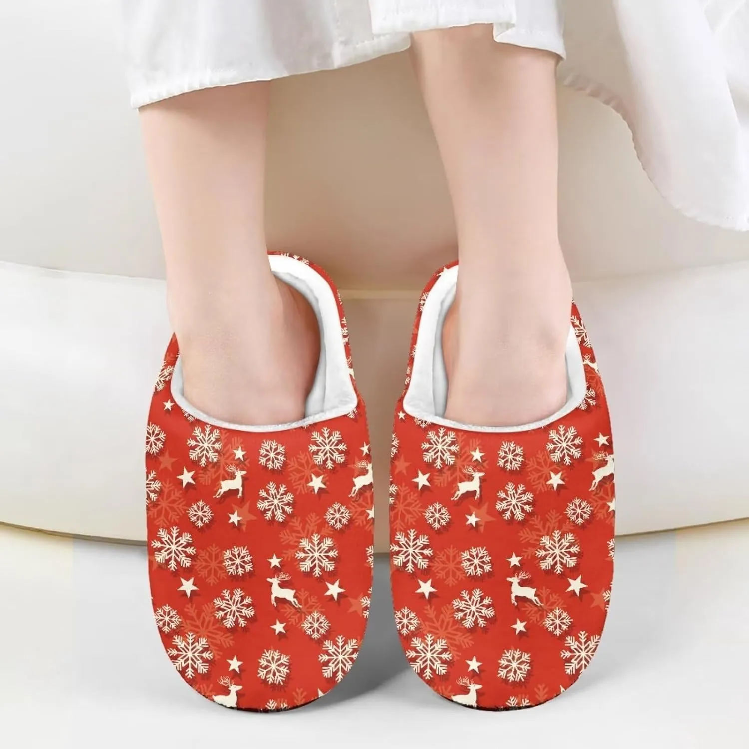 Christmas Kids Fuzzy Warm House Slippers for Girls Non Slip Rubber Sole Home Slippers for Toddlers Size 9-15