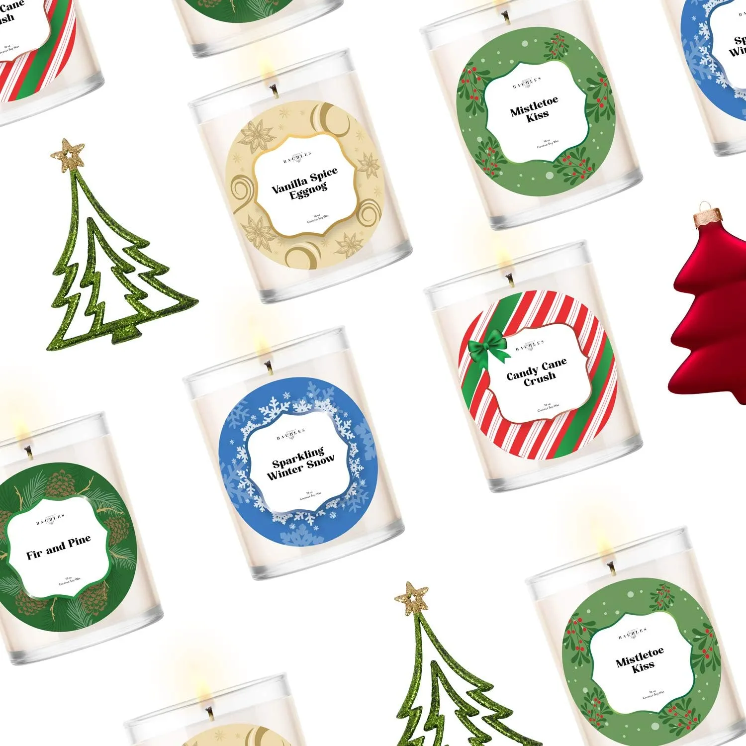 Christmas Winter Candles | Fir and Pine | Made with 100% Natural Soy and Coconut Wax | Hand Poured 18 oz Candles | Home Decor Gifts