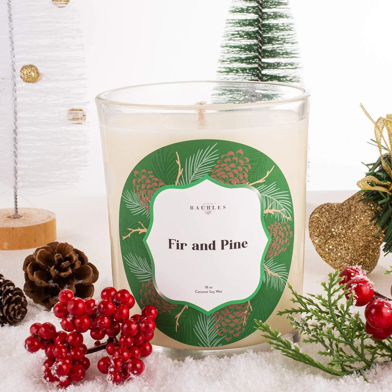 Christmas Winter Candles | Fir and Pine | Made with 100% Natural Soy and Coconut Wax | Hand Poured 18 oz Candles | Home Decor Gifts