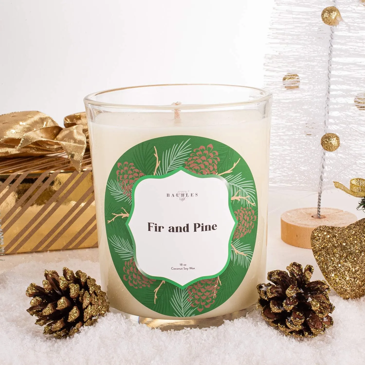 Christmas Winter Candles | Fir and Pine | Made with 100% Natural Soy and Coconut Wax | Hand Poured 18 oz Candles | Home Decor Gifts