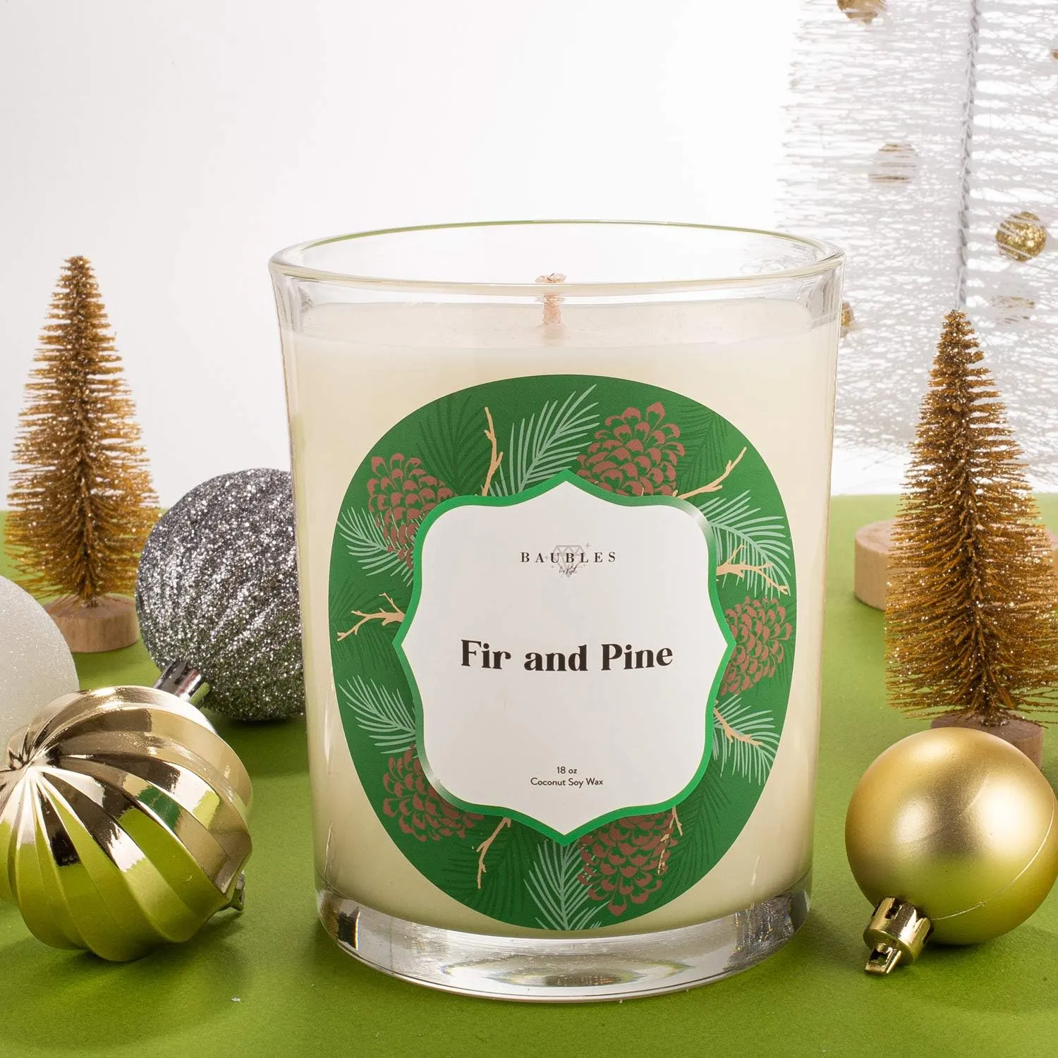 Christmas Winter Candles | Fir and Pine | Made with 100% Natural Soy and Coconut Wax | Hand Poured 18 oz Candles | Home Decor Gifts