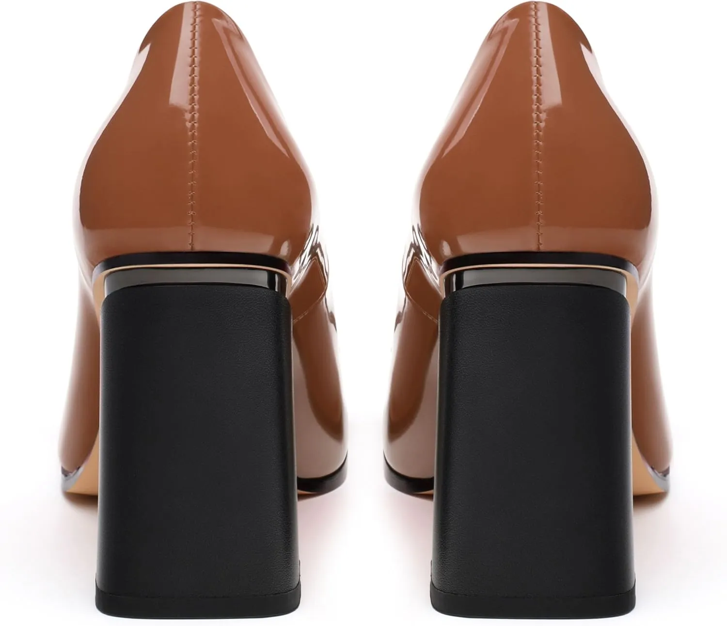 Chunky Block Heels for Women Patent Closed Pointed Toe Pumps Slip on Heels Dress Wedding Shoes 3.5IN
