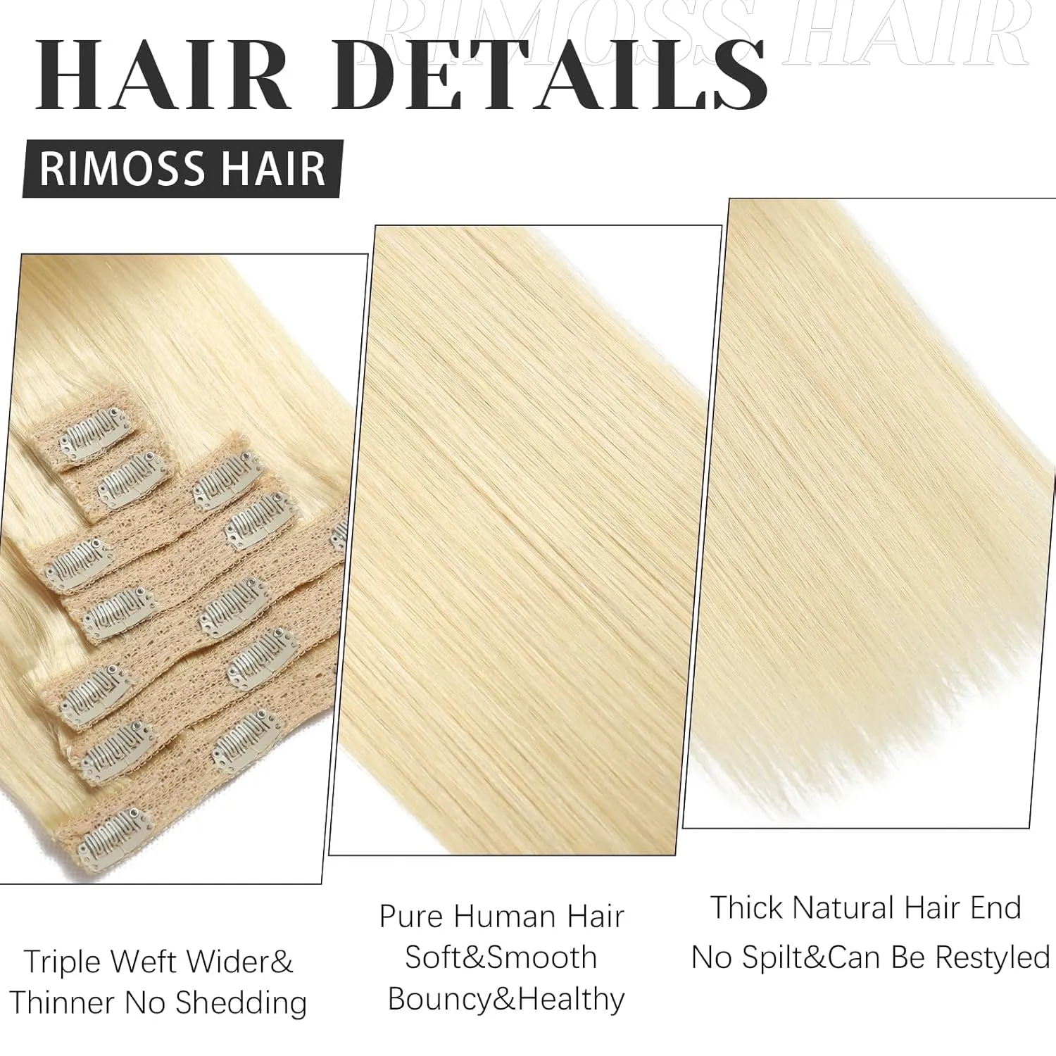 Clip in Hair Extensions Real Human Hair - 120g 20 Inch 7pcs, Bleach Blonde Color - Premium Soft Remy Human Hair Clip in Extensions Straight for Women (#613 20 Inch)