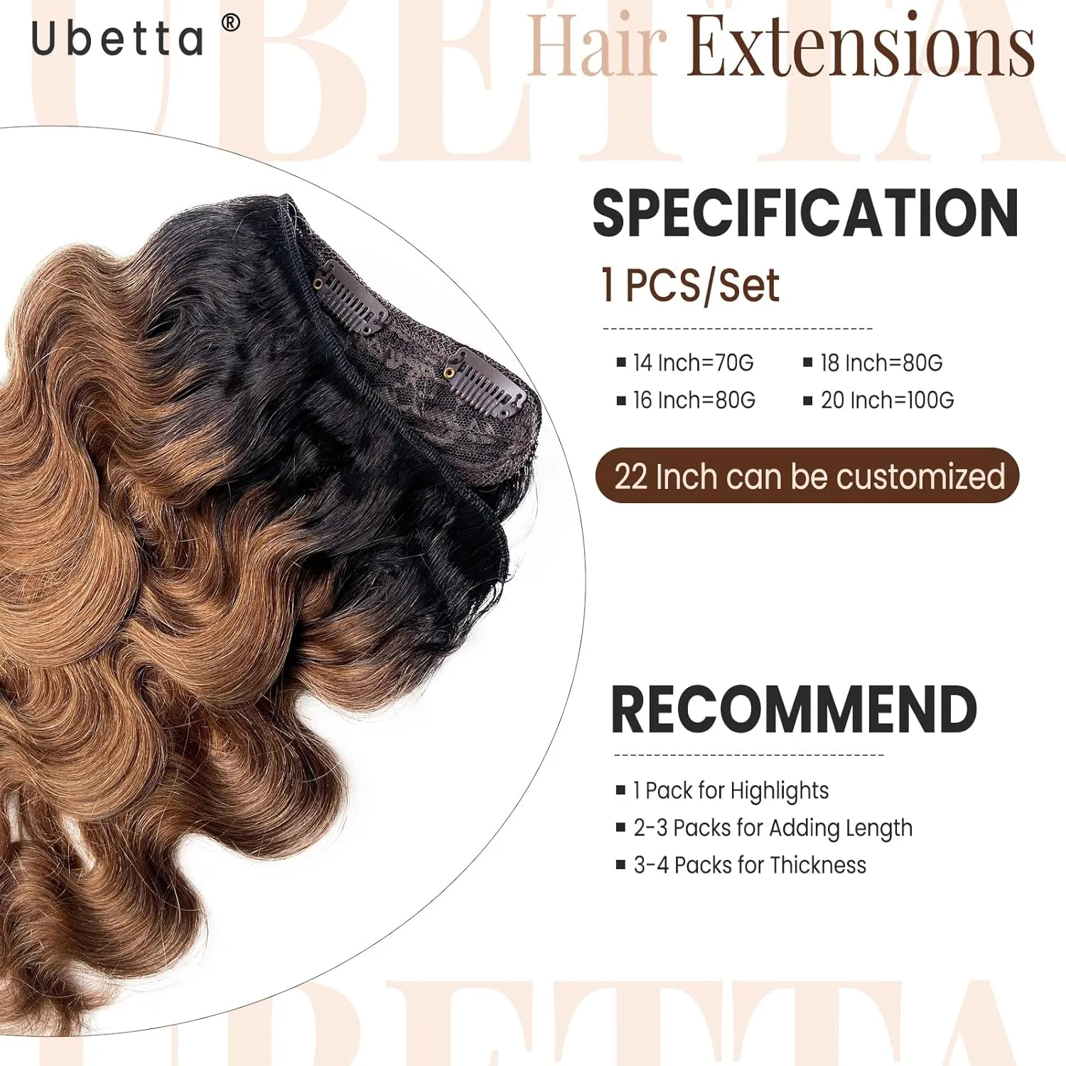 Clip in Hair Extensions,1 Piece Hair Extensions Real Human Hair Clip ins 20 Inch Ombre Black to Brown Hair Extensions Body Wave Clip in Hair Extensions Real Human Hair Double Weft Hair Extensions