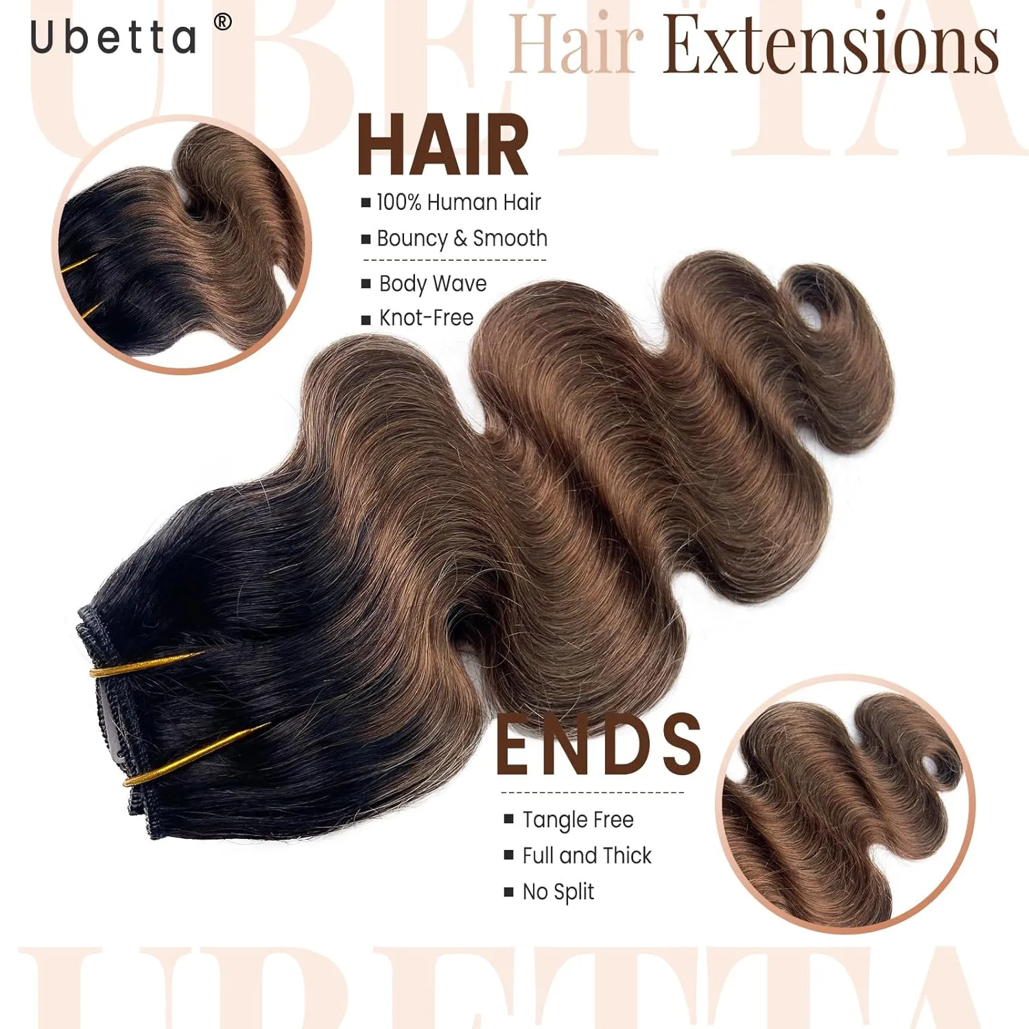 Clip in Hair Extensions,1 Piece Hair Extensions Real Human Hair Clip ins 20 Inch Ombre Black to Brown Hair Extensions Body Wave Clip in Hair Extensions Real Human Hair Double Weft Hair Extensions