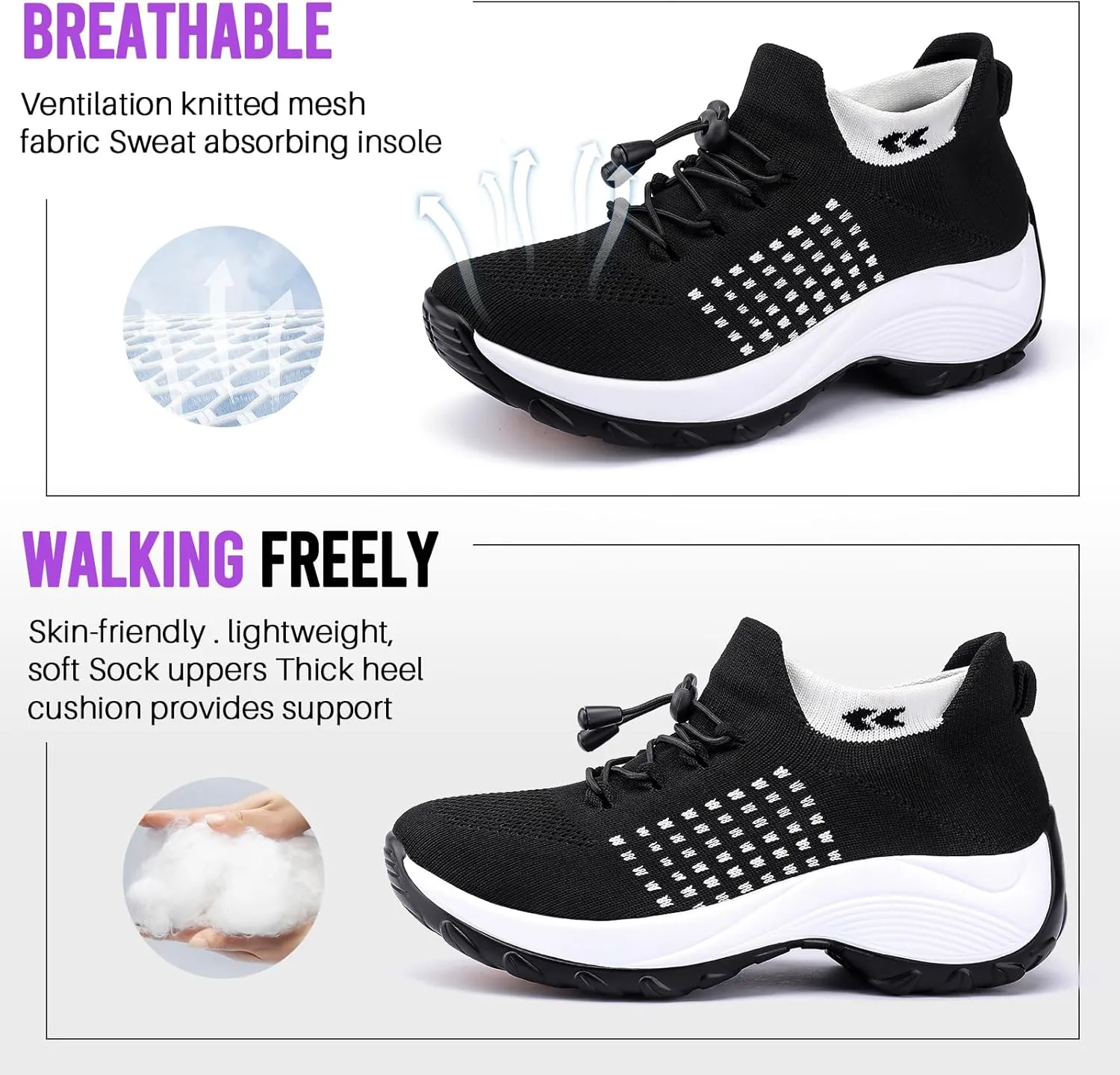 Comfortable Breathable Women Walking Shoes Slip on Trainers Women's Orthopedic Casual Ladies Shoe Thick Bottom