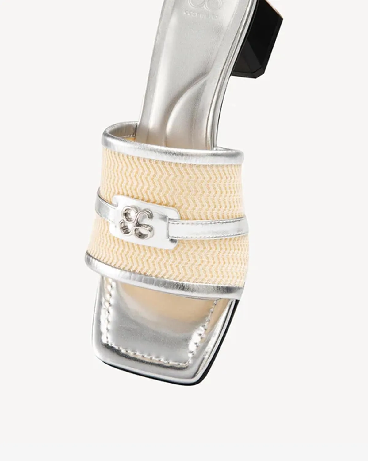 COSY Women's Striped Chunky Block Heel Square Open Toe Slip on Mules Dressy Shoes - Comfort Walkable Low Heel, Non-Slip Sole for Beach, Office & Outings