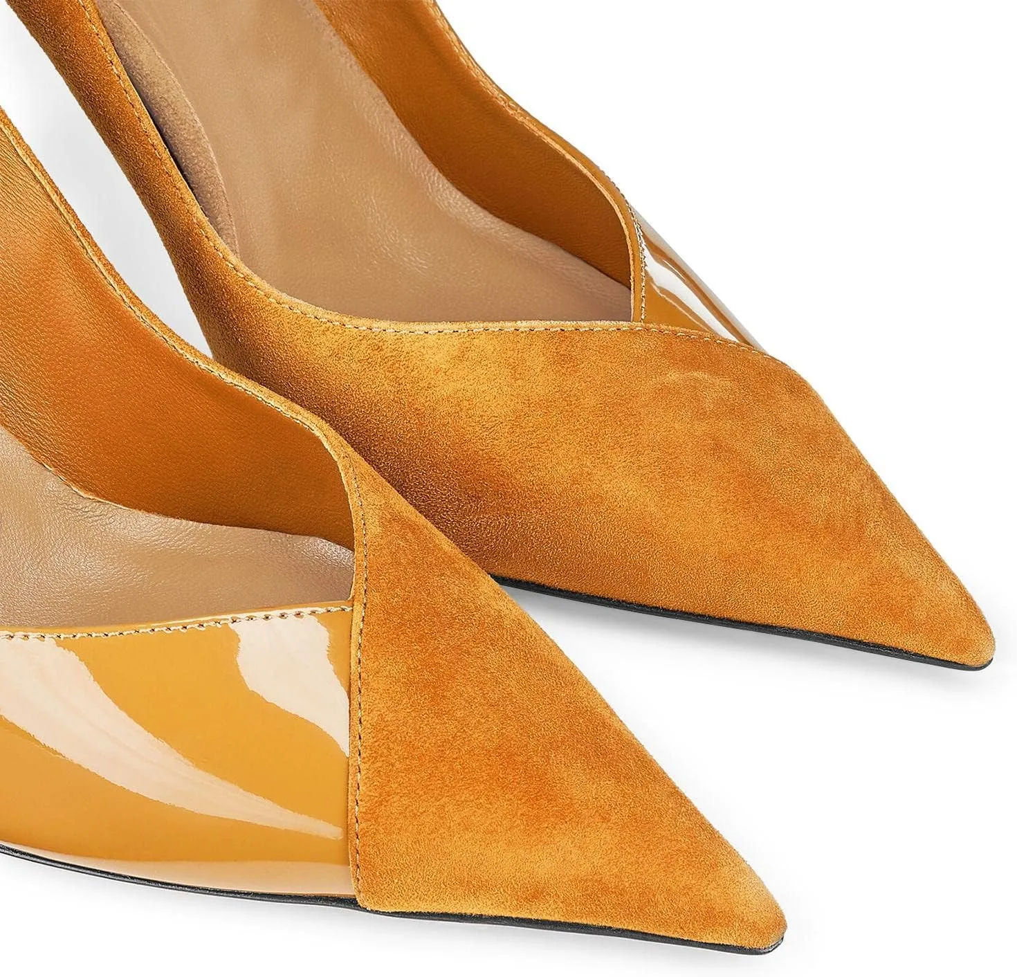 Coutgo Womens Pointed Toe High Heels Pumps Patent Suede Stiletto Heel Slip on Office Party Wedding Dress Shoes