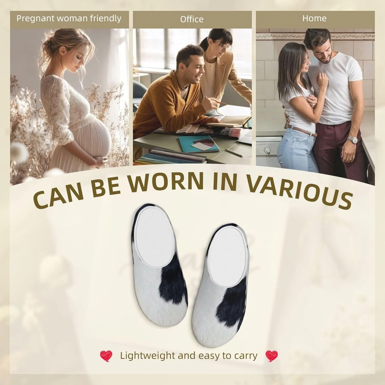 cowhide Print Versatile Use Anti Pilling Washable Slippers for Women Men Cozy Stylish shoes