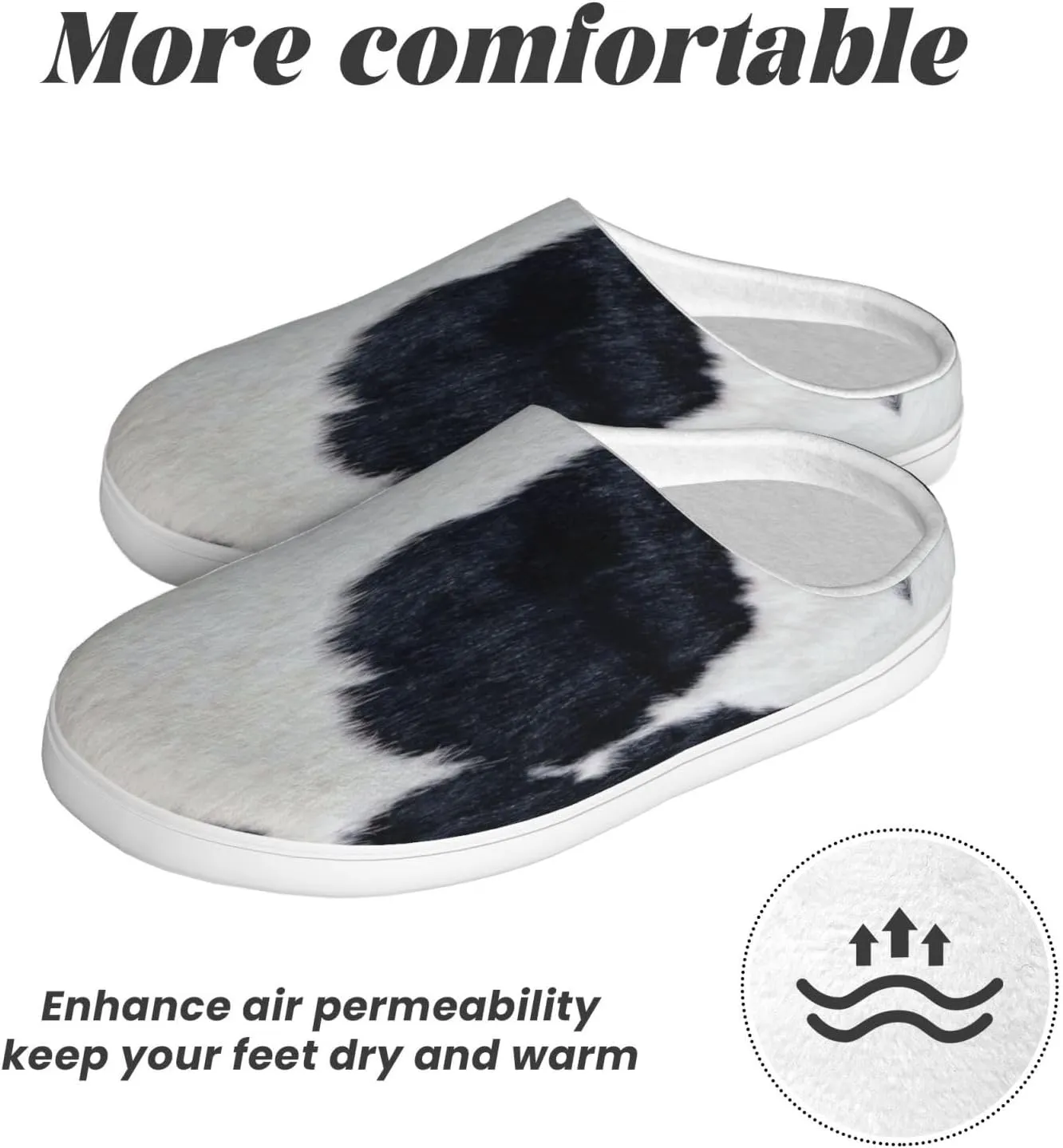cowhide Print Versatile Use Anti Pilling Washable Slippers for Women Men Cozy Stylish shoes